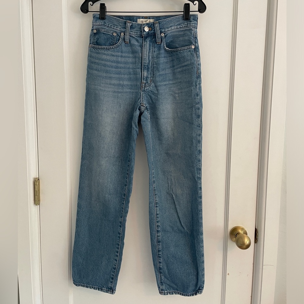 Madewell Straight Leg High Rise Blue Jeans